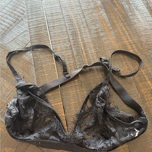 Black Lace Triangle Bralette - Women Intimates